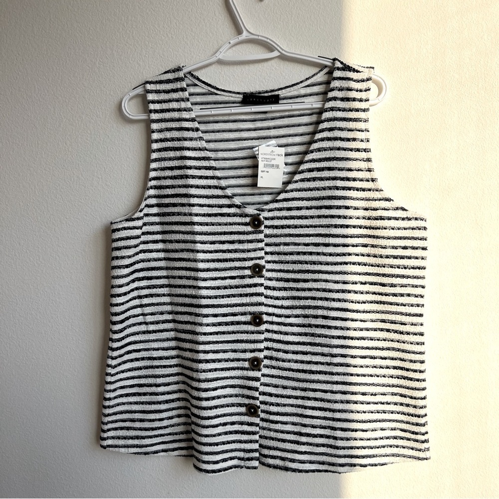 NWT Sanctuary navy and white stripes vest